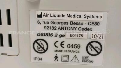 Lot of 2 x Taema/Air Liquide Ventilators Osiris 2 - S/W V1.02 - w/ power supplies and 1 x Taema Ventilator Osiris 1 - S/W V1.021 - w/ power supply (All power up) *E04814/D1016/E04175* - 10