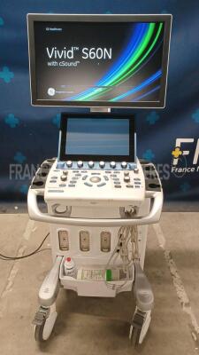GE Ultrasound Vivd S60N - YOM 2018 - S/W 202 - in excellent condition - tested and controlled by GE Healthcare – ready for clinical use - Options - Vivid S60 - Contrast VG - View X - AFI - 2D - IMT - Tissue Tracking w/ GE Probe 3Sc-RS - YOM 2019 (Powers u