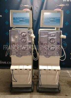 Lot of 2 x Fresenius Dialysis 5008 Cordiax - YOM 2011 - S/W 4.57 - Count 31487h / 33415h (Both power up) *1VEAS737/1VEAS741*