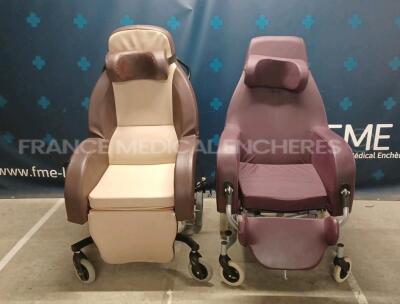 Lot of 1 x Dupont Medical Examination Chair Coquille Selectis 2 M.T and 1 x Vermeiren Examination Chair (Manual Operation - Damaged - See Pictures) *D635505*