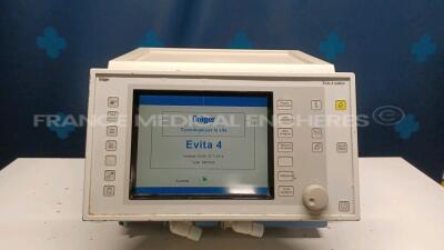 Drager Ventilator Evita 4 - YOM 2007 - S/W 04.26 - Type 8421828 - Count 81846 hours - Italian Language (Powers up - Damaged - See Pictures) *ARYM-0399*