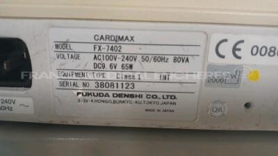 Lot of 2 x Fukuda Denshi ECG FX-7402 CardiMax - YOM 2006 and 2009 (Both power up) *50001130/38081123* - 9