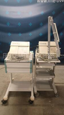 Lot of 1x HP Fetal Monitor Viridia Seria 50A w/ 2x US Probes and 1x HP Fetal Monitor Series 50A w/ Toco and US Probes (Both power up) *3816g15061/3651g11446*