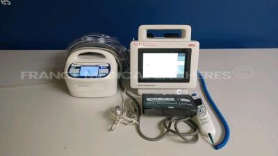 Lot of 1 x Covidien Compression Pump Kendall SCD 700 Series - YOM 12/2016 - w/ 2 x Tubing Sets and 1 x Seca Vital Signs Analyzer - REF 5350000001 - YOM 05/2020 - w/ 1 x Covidien Tympanic Thermometer Genius 2 - YOM 07/2017 and 1 x SPO2 Sensor and 1 x Cuffs