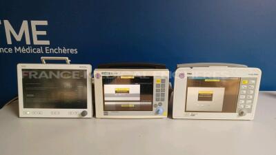 Lot of 1 x Drager Patient Monitor Infinity Delta - YOM 2005 - S/W VF5.3-W and 1 x Pulsion Patient Monitor PiCCO2 - YOM 2008 and 1 x Siemens Patient Monitor SC 7000 - Display screen needs to be replaced/repaired (All power up - Missing power supplies - Dam