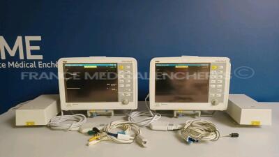 Lot of 2 x Drager Patient Monitors Infinity Delta XL - YOM 2006 - S/W VF8.4-W - French Language - w/ 2 x Drager Monitor Docking Stations and 2 x Power Supplies and 2 x ECG Leads and 2 x SPO2 Sensors (Both Power Up - Damaged - Light Scratches - See Picture