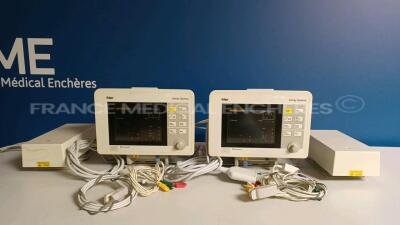 Lot of 2 x Drager Patient Monitors Infinity Gamma - YOM 2006 - S/W VF6.1-W - French Language - w/ 2 x Drager Monitor Docking Stations and 2 x Power Supplies and 2 x ECG Leads and 2 x SPO2 Sensors (Both Power Up - Light Scratches - See Pictures) *551416117