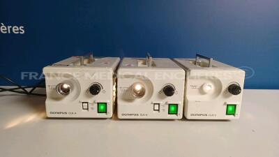 Lot of 3 x Olympus Halogen Light Sources CLK-4/CLH-2 (All power up) *7111906/7621991/7212278*