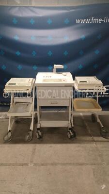 Lot of 2x Agilent ECG PageWriter 200 and 1x Schiller Stress System CS200 (All power up) *us00501397/03002097/us00502257*