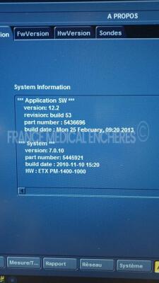 GE Ultrasound Vivid S6 - YOM 2014 - S/W 12.2 - Options - ATO/ASO - Anatomis TM - Tissue Velocity Imaging Tissue Tracking / M4S-RS - LOGIQView - Convex Virtual - TEE - Exportation USB - Stress Optim - DICOM - AFI w/ GE Probe 9L-RS - YOM 2014 and Sony Digit - 8