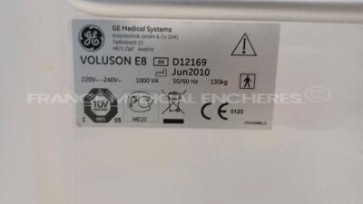 GE Ultrasound Voluson E8 - YOM 2010 - w/ RAB4-8-D Probe YOM 2010 - 4C-D Probe YOM 2006 - Roller Ball/Keyboards Keys needs to be repaired/replaced (Powers up - Damaged - See Pictures) *D12169/103398KR4/67180PD0* - 21