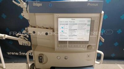 Drager Ventilator Primus - S/W 4.52 - Mixer Count 17874 hours - Ventilator Count 13095 Hours (Powers up) *ARWJ-0011* - 4