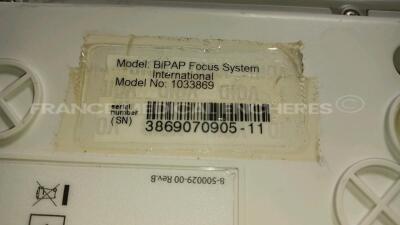 Lot of 1 x Respironics Ventilator BiPAP Focus - Boot Block Version 1.03.000 - w/ 1 x Power Supply and 1 x Gima Aspirator TOBI - w/ 1 x Power Cable (Both power up) *3869070905-11/1402* - 7