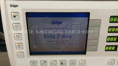 Drager Ventilator Evita2 Dura - YOM 2006 - S/W 4.14 count 36541 hours (Powers up) *ARXD0070* - 2