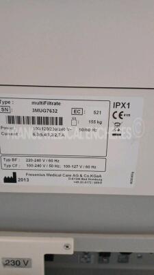 Lot of 1x Nikkiso Dialysis DBB-07 (No power) and 1x Fresenius Dialysis multiFiltrate - YOM 2013 - S/W 5.2 (Powers up) *73007N03/3MUG7632* - 8