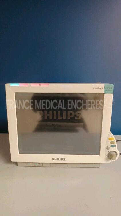 Lot of 3 x Philips Patient Monitors MP60 Neonatal - YOM 2003 and 2009 - S/W J10.52 - Damaged see pictures (All power up) *de22703312/de22703319/de84314797*