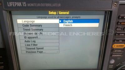Medtronic Physio-Control Monitor/Defibrillator LIFEPAK 15 - YOM 2009 - S/W 3207410-007 - User Test Passed - Options - Pacer, CO2, SPO2, NIBP, ECG, Auxiliary Power and Printer - w/ Paddles and 2 x Physio-Control Li-ion Rechargeable Batteries and 1 x Carry - 4