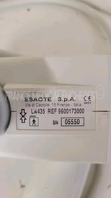 Esaote Ultrasound MyLabfive - YOM 2009 - S/W 1.01 - options clip - xview - mview - connector - doppler - CFM - w/ LA 435 probe - LA 523 probe see pictures of the tests (Powers up) *05-00740/37942/05550* - 10