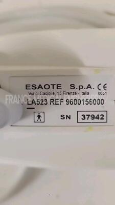 Esaote Ultrasound MyLabfive - YOM 2009 - S/W 1.01 - options clip - xview - mview - connector - doppler - CFM - w/ LA 435 probe - LA 523 probe see pictures of the tests (Powers up) *05-00740/37942/05550* - 15