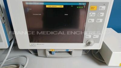 Lot of 4 x Drager Patient Monitors Infinity Gamma XXL - YOM 2007 - S/W VF7.3-W - French Language - w/ 4 x Drager Monitor Docking Stations and 4 x Power Supplies and 4 x ECG Leads and 2 x SPO2 Sensors (Both Power Up - Damaged - See Pictures) *5398651163/53 - 3