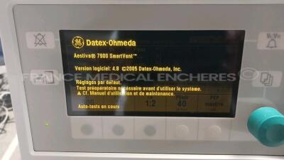 Datex Ohmeda Ventilator Aestiva/5 - S/W 4.8 w/ Datex Ohmeda Monitor (Powers up) *amrk01506* - 2