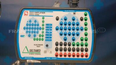 Lot of 2 x Natus EEG Deltamed 1042 with 2 x Photic Stimulator Flash- 201 - 1 x Eneo camera VKC-1416Cand 1 x unknown made camera FCC.ICES-003 (Both power up) - 9