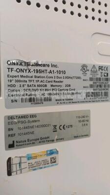 Lot of 2 x Natus EEG Deltamed 1042 with 2 x Photic Stimulator Flash- 201 - 1 x Eneo camera VKC-1416Cand 1 x unknown made camera FCC.ICES-003 (Both power up) - 13