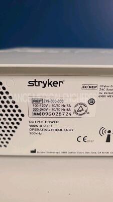 Lot of 2 x Stryker Radio Frequency Generator Serfas Energy 279-000-000 (Both power up) *0709CE824/09G028724* - 2