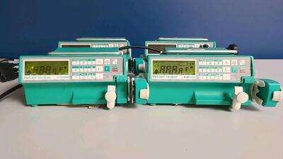 Lot of 4 x B Braun Perfusion Pumps Perfusor Compact and 2 x Fresenius Syringe Pumps Pilote C IEC with master PCA (All power up) *19022308/19508166*