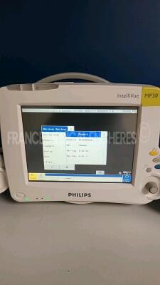 Lot of 3 x Philips Patient Monitors IntelliVue MP30 -YOM 2006 - S/W 00.58 (All power up) *DE62225863/DE62225869/DE62225868 - 3