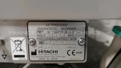 Hitachi Ultrasound Hi Vision Avius - YOM 2014 - S/W 06.02 w/ Mitsubishi Printer P95 and Footswitch (Powers up) *6320183014* - 8