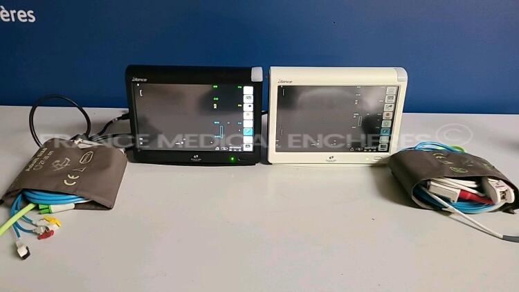 Lot of 2 x Spacelabs Elance Vital Signs Monitors 93300 YOM 2009/2011 - w/ ECG leads and SPO2 sensors (Both power up) *3300002488/001402*