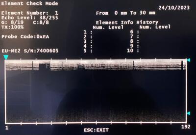 Olympus Ultrasound Video Gastroscope GF-UE160-AL5 Engineer's report : Optical system little weakness on the ultrasound image - ,Angulation no fault found , Insertion tube no fault found , Light transmission no fault found , Channels no fault found , Leak - 4