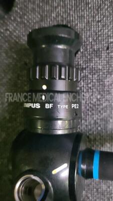 Olympus Bronchoscope BF-PE2 Engineer's report : Optical system 50 black dots ,Angulation no fault found , Insertion tube no fault found , Light transmission no fault found , Channels no fault found , Leak no fault found no distal sheath *2302962* - 7