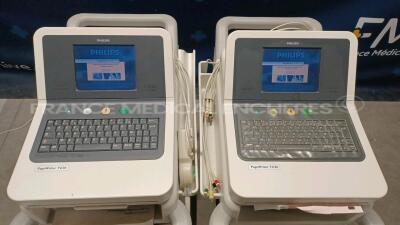 Lot of 2x Philips ECG PageWriter TC30 - S/W 4.04 w/ ECG Sensors (Both power up) *us21102514/usn1104319* - 2