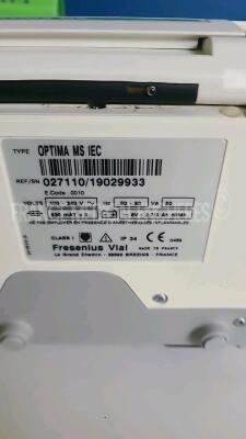 Lot of 2 x Fresenius Perfusion Pumps Optima MS and 4 x Fresenius Syringe Pumps Pilote IEC and 1 x Nestle Enteral Feeding Pump Compact Ella ( 2 with Master PCA included) (All power up) *17761582/17611326/17616476/17761582/17616581/17616580/N119229537* - 9