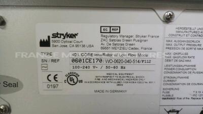 Stryker Insufflator 40L Highflow - w/ Low Flow Mode - French Language (Powers up) *0601CE170* - 4