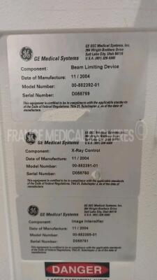 GE C-Arm OEC MiniView 6800 - YOM 2004 - S/W 4.2 - Beam Limiting Device - YOM 2004 - X-Ray Control - YOM 2004 - Image Intensifier -YOM 2004 - Laser Aiming Device - YOM 2004 (Powers up) *861390* - 13