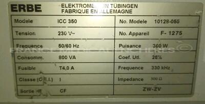 ERBE Electrosurgical Unit ICC 350 (No power) *F-1275* - 4