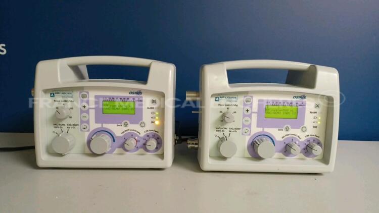 Lot of 2 x Air Liquide Ventilators Osiris 1 - w/ 2 x Power Supplies (Both power up) *D02693/D02692*