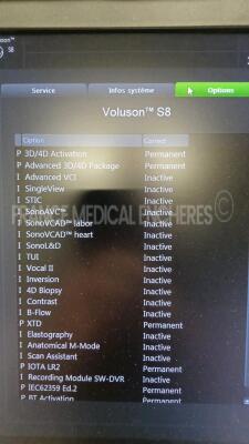 GE Ultrasound Voluson S8 BT16 - YOM 07/2016 - S/W 16.0.12 - in excellent condition - tested and controlled by GE Healthcare - Ready for clinical use - Options - 3D/4D Activation - Advanced 3D/4D Package - XTD - IOTA LR2 - IEC 62359 Ed.2 - BT Activation w - 7