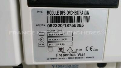 Lot of 1 x Fresenius Base A and 5 x Fresenius Syringe Pumps Module DPS DIN/DPS Orchestra DIN (All Power Up) *17224861/16719042/16719056/18755365/16294688/20737524* - 9