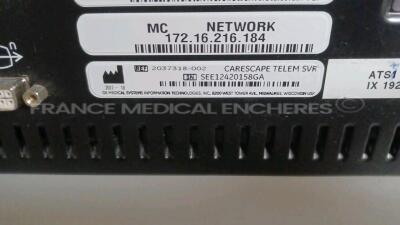 Lot of 1 x GE Central Station Carescape MAI700 - YOM 2017 - French Language (Powers up) and 1 x GE Telemetry Server Carescape MP100R - YOM 2012 (Powers up) and 3 x GE Telemetry Transmitters T4 - YOM 2021 (All power up) *SKN17190064SA/SEE12420158GA/SFY2106 - 7