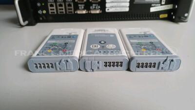 Lot of 1 x GE Central Station Carescape MAI700 - YOM 2017 - French Language (Powers up) and 1 x GE Telemetry Server Carescape MP100R - YOM 2015 (Powers up) and 3 x GE Telemetry Transmitters T4 - YOM 2022 (All power up) *SKN17190065SA/SEE15193280GA/SFY2236 - 6