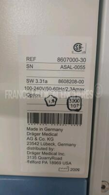 Drager Ventilator Fabius GS premium - YOM 2009 - S/W 3.35 - 35 589 hours -(Powers up) *asal0055* - 8