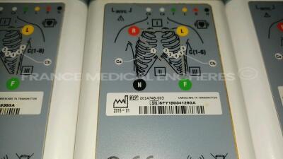 Lot of 1 x GE Central Station Carescape MAI700 - YOM 2017 - French Language (Powers up) and 1 x GE Telemetry Server Carescape MP100R - YOM 2017 (Powers up) and 5 x GE Telemetry Transmitters T4 - YOM 2011/2015 (All power up) *SKN17190072SA/SEE17210016SA/SF - 11