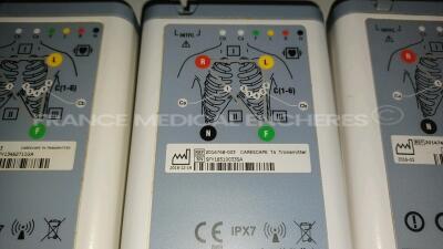 Lot of 1 x GE Central Station Carescape MAI700 - YOM 2017 - French Language (Powers up - Damaged - See Pictures) and 1 x GE Telemetry Server Carescape MP100R - YOM 2015 (Powers up) and 5 x GE Telemetry Transmitters T4 - YOM 2010/2013/2015 (All power up) * - 9