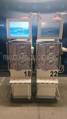 Lot of 2x Fresenius Dialysis 5008 Cordiax - YOM 2012 - S/W 4.57 - Count 33251h and 31947h (Both power up) *2veax029/2veax026*