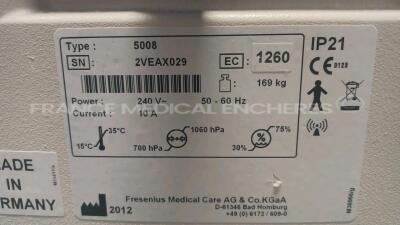 Lot of 2x Fresenius Dialysis 5008 Cordiax - YOM 2012 - S/W 4.57 - Count 33251h and 31947h (Both power up) *2veax029/2veax026* - 7