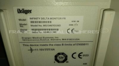 Drager Patient Monitor Infinity Delta - YOM 2006 - S/W VF9.1-W - French Language (Powers up - See Damages - See Pictures) *5396631162* - 8